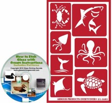 Sea Life Animal Reusable Stencils: Crab, Shark, Squid, Octopus, Whale Tail, Sear