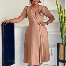 Women's V Neck Vintage 1950s Cocktail Party Dress with 3D Flower Party Dress