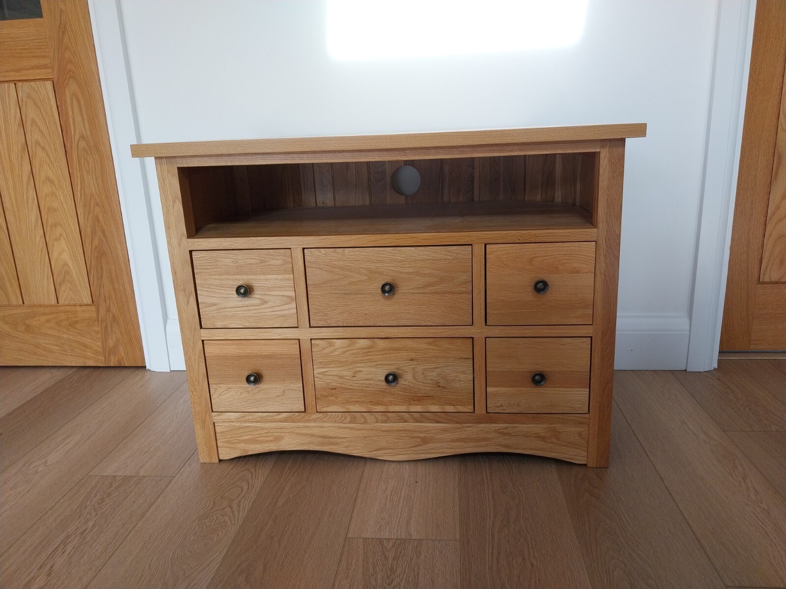 solid oak corner tv unit eBay