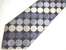 BCBG Attitude Mens Necktie Tie Purple Grey Beige Polka Dot Silk 59"