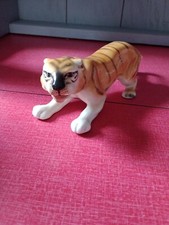 Vintage Prowling Tiger Figurine 7 inches Long Orange And Black 70s