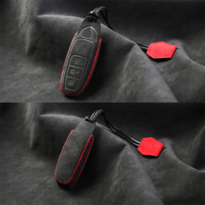 For Lamborghini URUS 2018-up Suede Leather Car Remote Key Case Cover Fob Holder