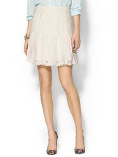 NWOT Alli K Vertical Crochet Pleat Skirt IVORY SIZE S