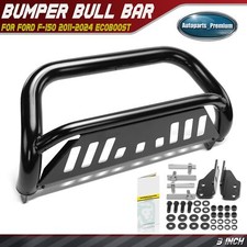 3 Inch Black Bull Bar Bumper Grille Guard W Skid Plate For Ford F-150 2011-2024