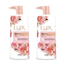 2x500ml Body Shower Cream Lux Dewy Sakura Wash Soft Skin Bath and 16.9 oz Moist