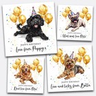Dog Birthday Card - Personalised Dog card for Dad or Mum - him her son daughter
