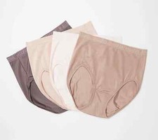 Breezies Set of 4 Nylon Microfiber Hi-Cut Briefs Medium Tonal A287800 5192