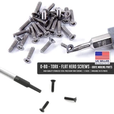 0-80 - TORX - Flat Head Screws - Knife Making Parts - 3 Sizes