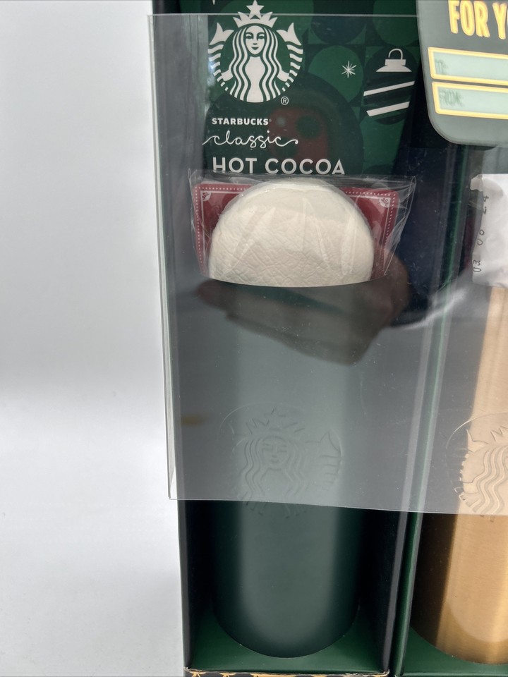 NIB Starbucks Gift Set 2 20oz Gold & Green Stainless Steel Tumbler eBay