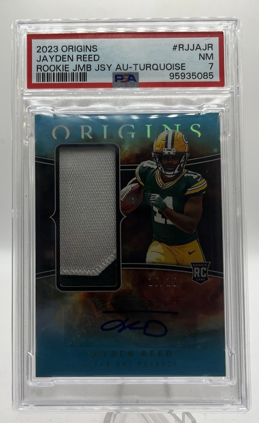 Jayden Reed Panini Origins Rookie Jumbo Jersey Autographs #RJJAJR Turquoise