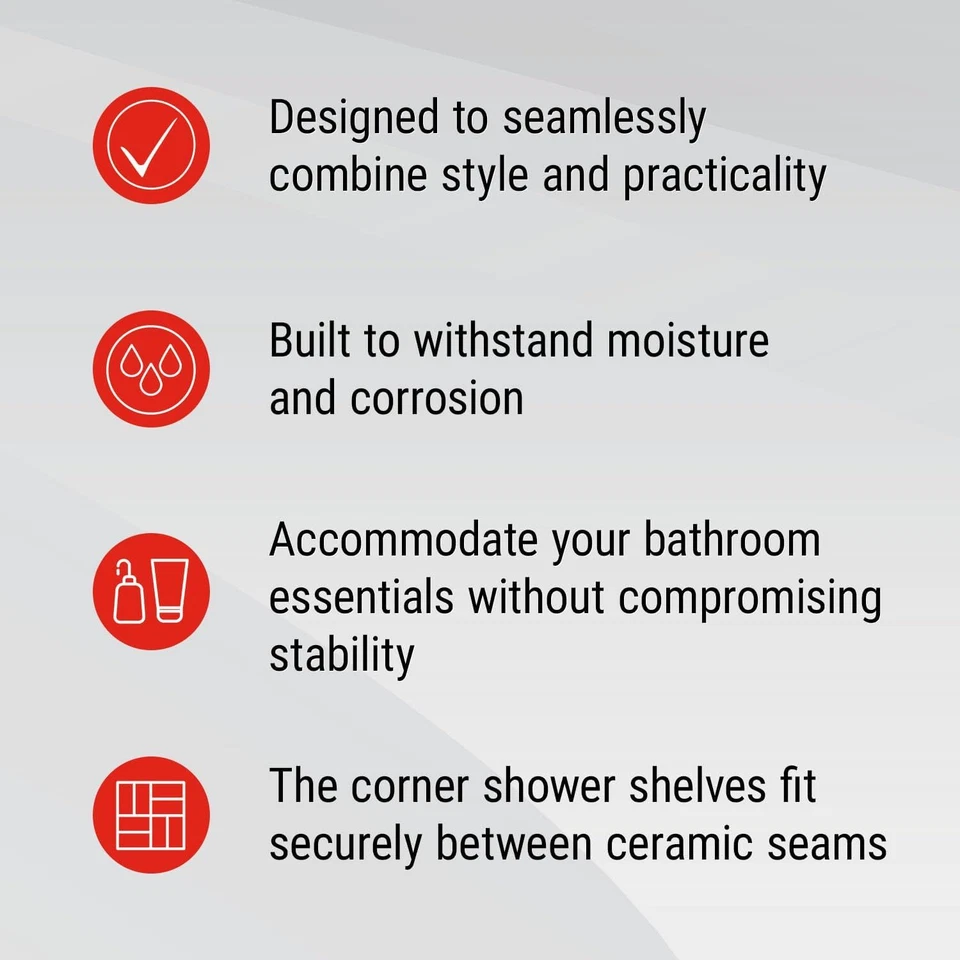 GURU USA Evolux Estante de Ducha Esquinero de Acero Inoxidable, Plus Trapezoidal Asimétrico Foto 4 de 4