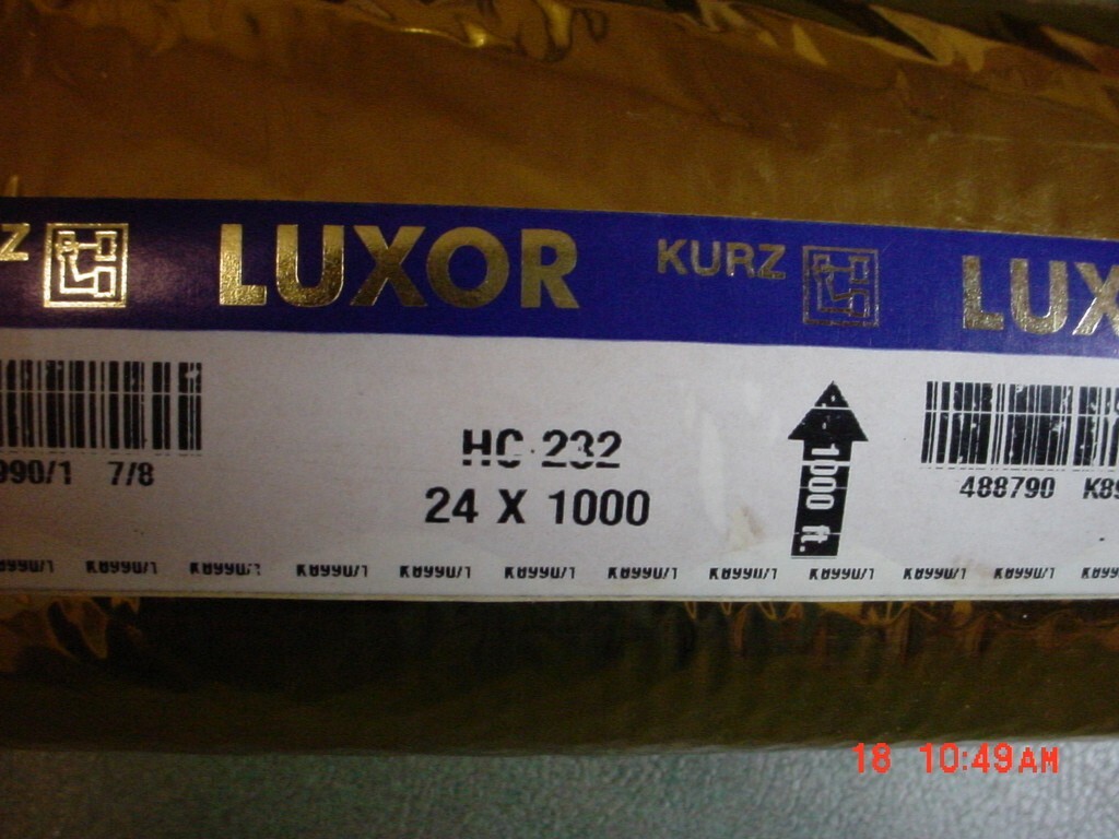 KURZ LUXOR HOT STAMPING GOLD FOIL HEAT TRANSFER 24" x 1000' EMBOSSING