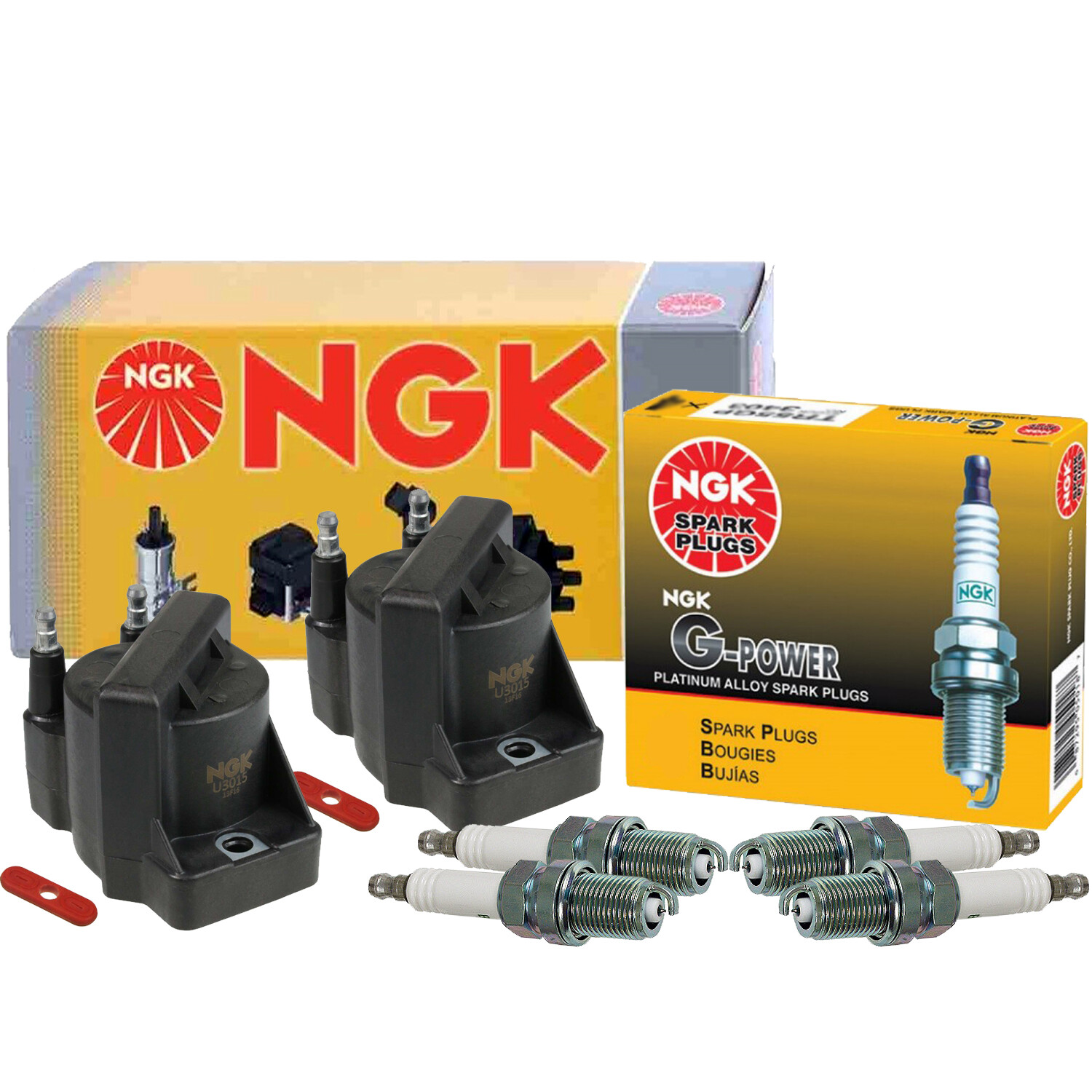 NGK 2 DIS Ignition Coil  4 G-Power Platinum Spark Plugs Kit For Honda Isuzu V6