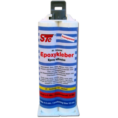 50 ml STC 2K Epoxykleber Kunststoffkleber transparent doppelkartusche