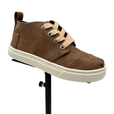 TOMS Little Boy's Leather Sneaker Booties Size 12 Brown Grained Finish Lace-up