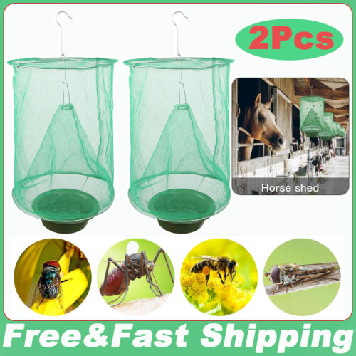 2Pcs Ranch Fly Trap Cage Reusable Outdoor Hanging Killer Bug Net for Horses