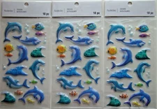 DOLPHIN LOT OF 3 Recollections Stickers NEW! 668390 puffy waves fish tropical