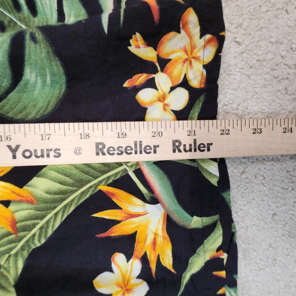 Camiseta sin mangas Aloha Hut Hawaii negra floral camisa hawaiana pequeña Foto 3 de 4