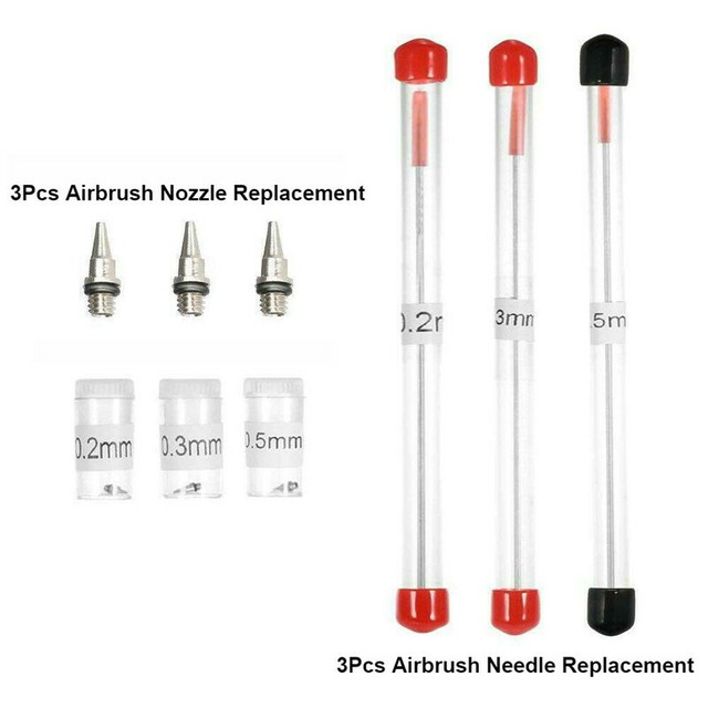 6Pcs/set 0.2mm 0.3nm 0.5nm Airbrush Nozzle Needle Replacement For
