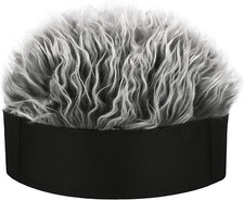 Frosted Tips Wig Novelty Hat with Hair for Men Spiked Hair Wig Funny Beanie Hats