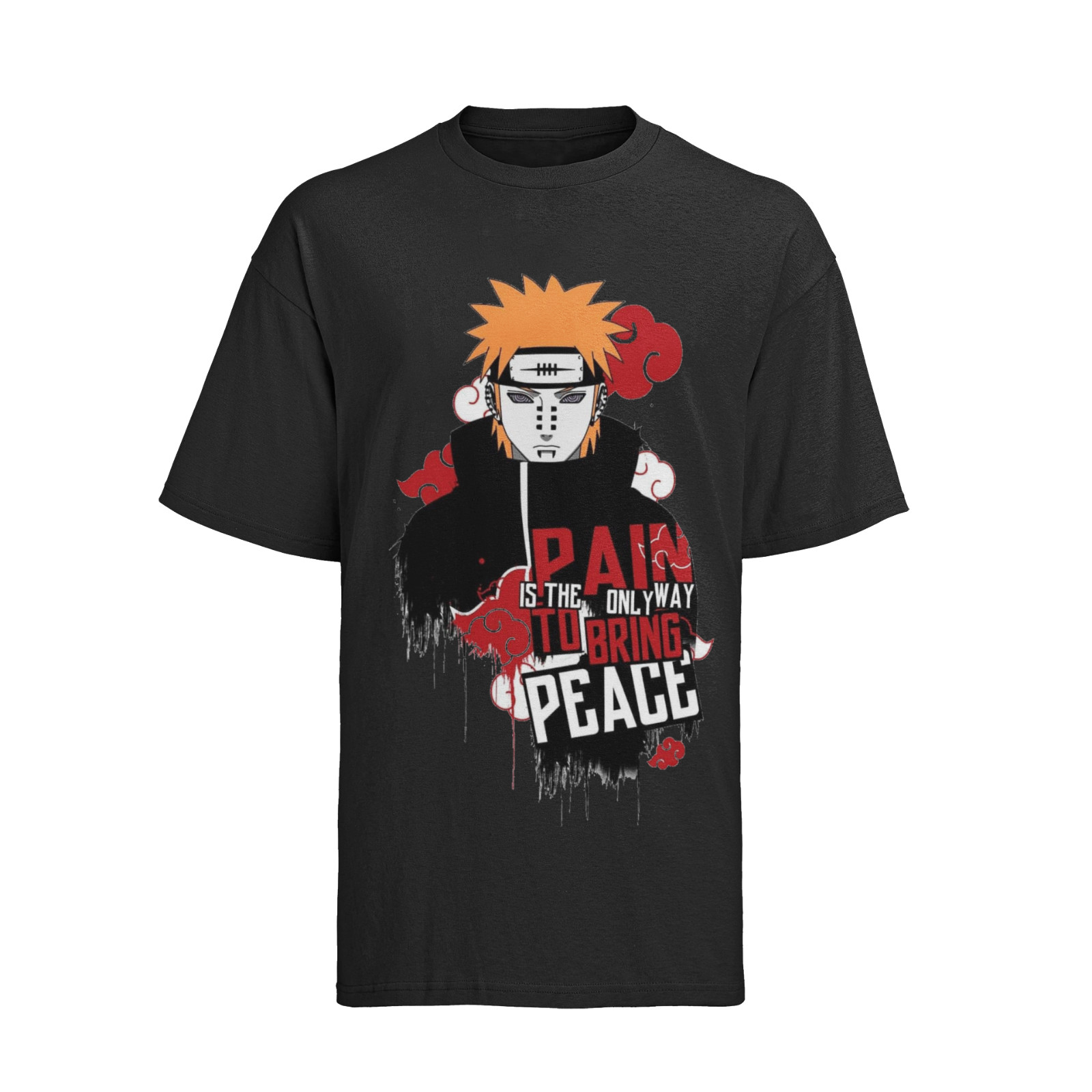 Camiseta de hombre de algodón orgánico anime manga NARUTO Pain Akatsuki Street Outfit