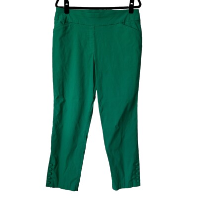 Worthington Green Pull On Skinny Dress Pants L Large Button Detail | eBay