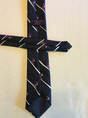 Vintage Necktie Santa Skiing Navy Blue Tie - Picture 3 of 3
