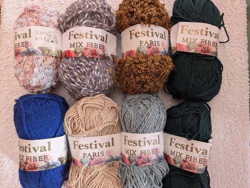 Festival Yarn MIX FIBER . Mixed Lot of 8 Skeins.