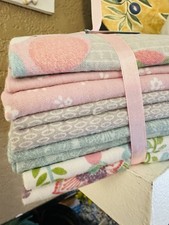 5 PK Create It Fat Quarter Fabric 18 x 21" BABY FLANNEL Green Pink Gray Owls NEW