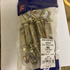 Sleeve Anchor Hook. Pack of 10 Length Yzp. See pics. Brand new,