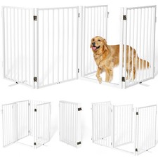 Metal Freestanding Dog Gates with Door,Indoor Outdoor Pet Fences for Puppy,Extra