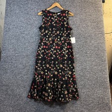 Calvin Klein Black Floral Embroidered Lace Ruffle Hem Midi Dress CD8L17QX NEW
