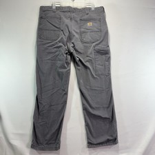 Carhartt Relaxed Fit Men's Gray Canvas Cargo Work Pants Size 38x30 Workwear