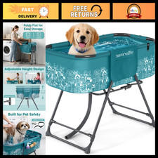 Foldable Dog Bath Tub with Adjustable Height, 360  Access, Drain Hose  Storage