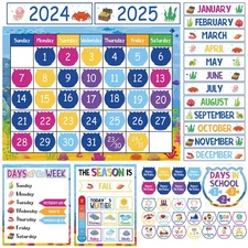 Classroom Calendar Bulletin Board Sets Sea Animals Pocket Chart Calendar Ocea...