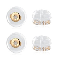 Comfortable Rubber Earring Backs - 2 Pairs with 14K Gold Backup for Fashion