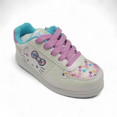 Hello Kitty Girls Court Sneakers Toddler Size 12 Little Kid White Pink Casual