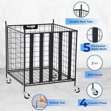 YES4ALL Rolling Ball Cart Storage Lockable Wheels Volleyball Basketball Holder
