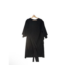 Boohoo Wrap Dress Womens Sz 18 Black Stretch Round Neck Kimono Sleeves Tie Waist