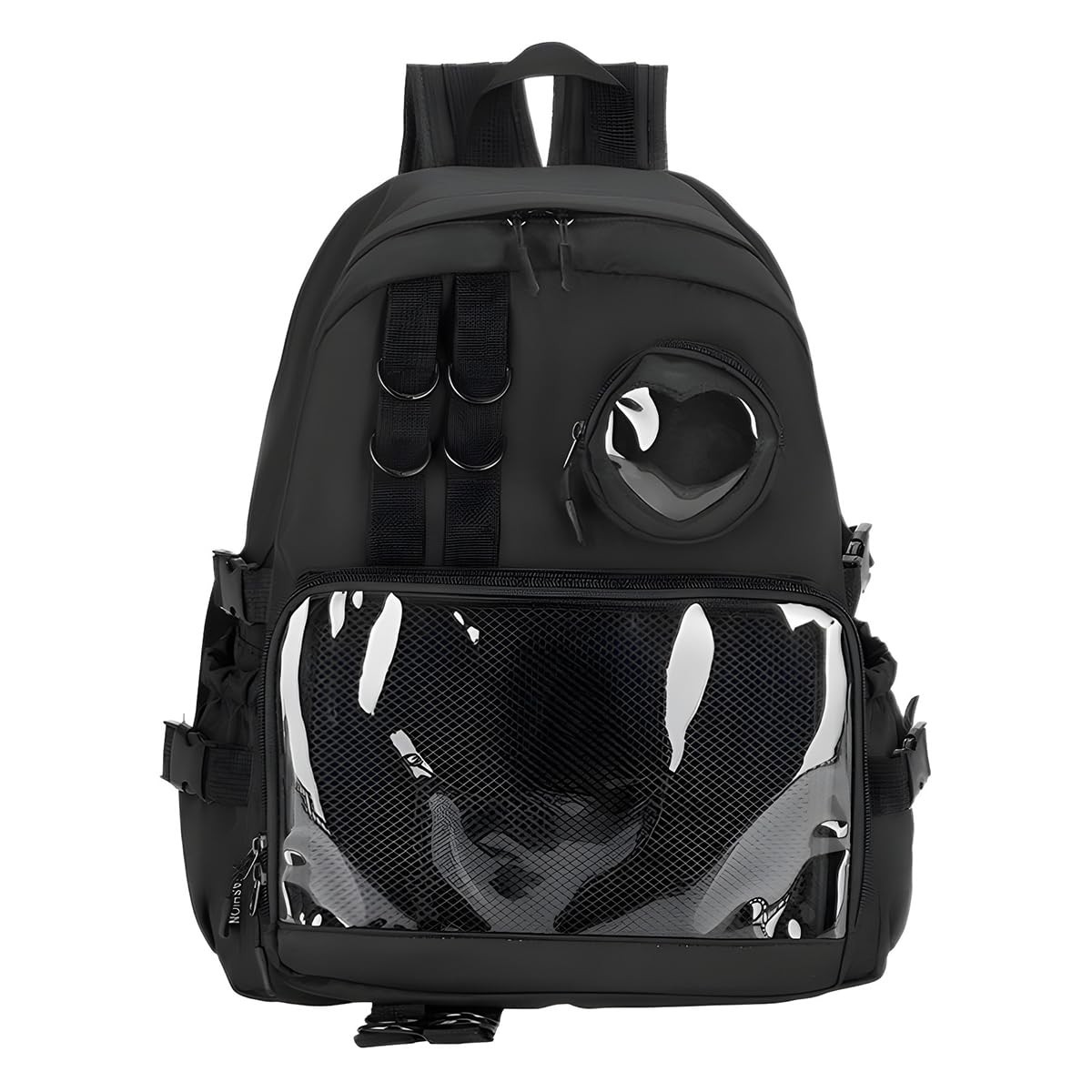 Y2K Anime Cosplay Clear Window Backpack with Pin Display Insert, Waterproof PU Large Ita Anime Backpack for Anime Cosplay: Clear Window Pin  main image 2