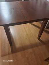 The Morris Furniture Company Square Dark Wood Dining Table 90x90x75 HH1 Extends