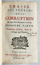 1721 TREATISE on SOURCES of CORRUPTION by OSTERWALD antique vellum binding