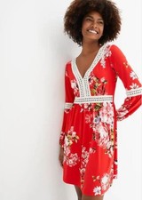 Robe À Volant En Crochet Rouge UK 10/12 (FM229-3)
