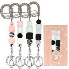 4 PCS Cute Silicone Beaded Teacher Lanyards for ID Badges Keys Nurse Gift