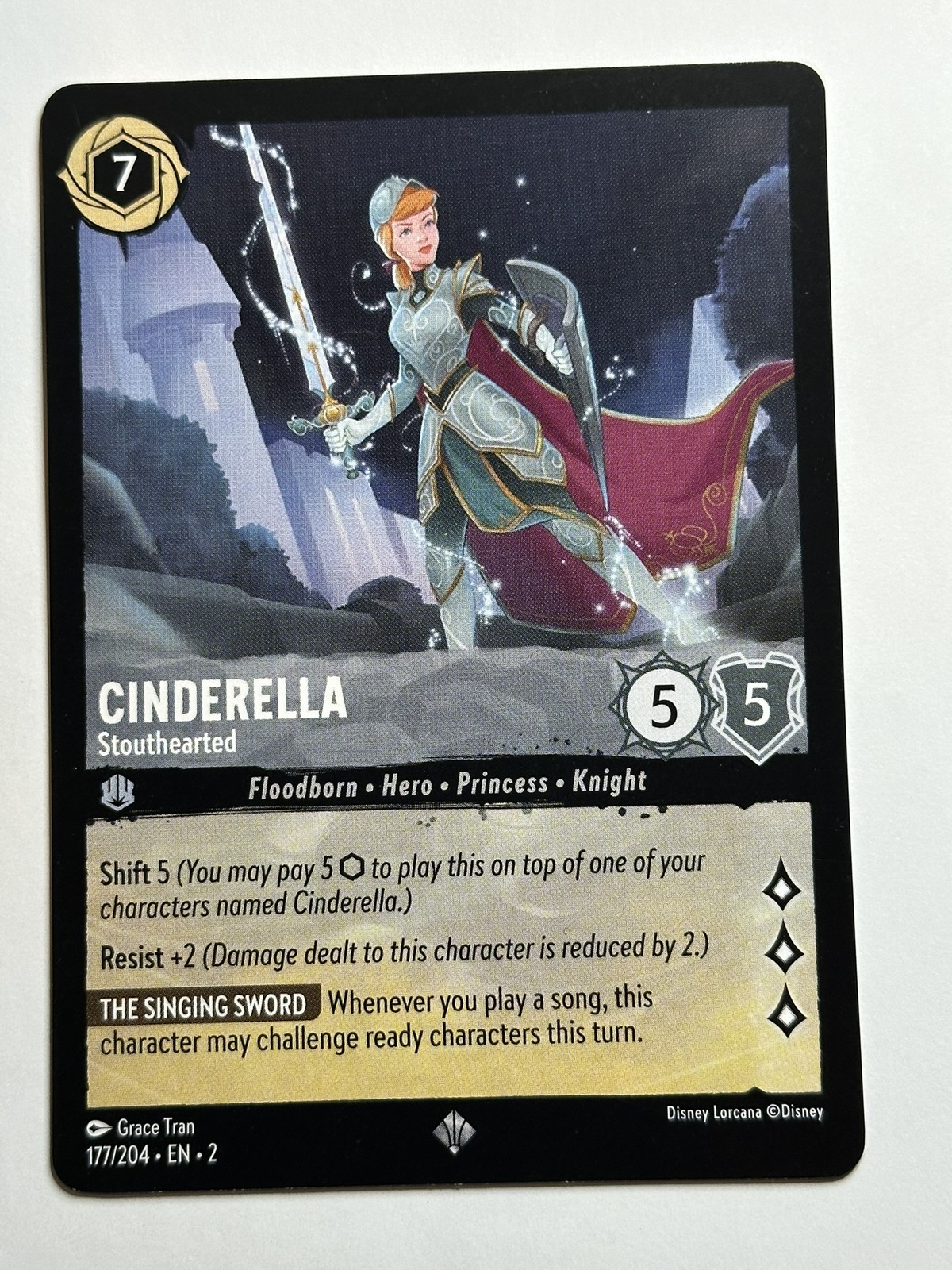 Cinderella - Stouthearted Super Rare Rise of the Floodborn 177/204 NM Lorcana Ca