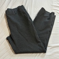 Quince Womens Ultra-Stretch Ponte Straight Leg Pants Charcoal Gray Petite Large