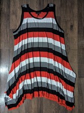 Lane Bryant Black White & Orange Striped Shark Bite Jersey Dress Size 26/28 Plus