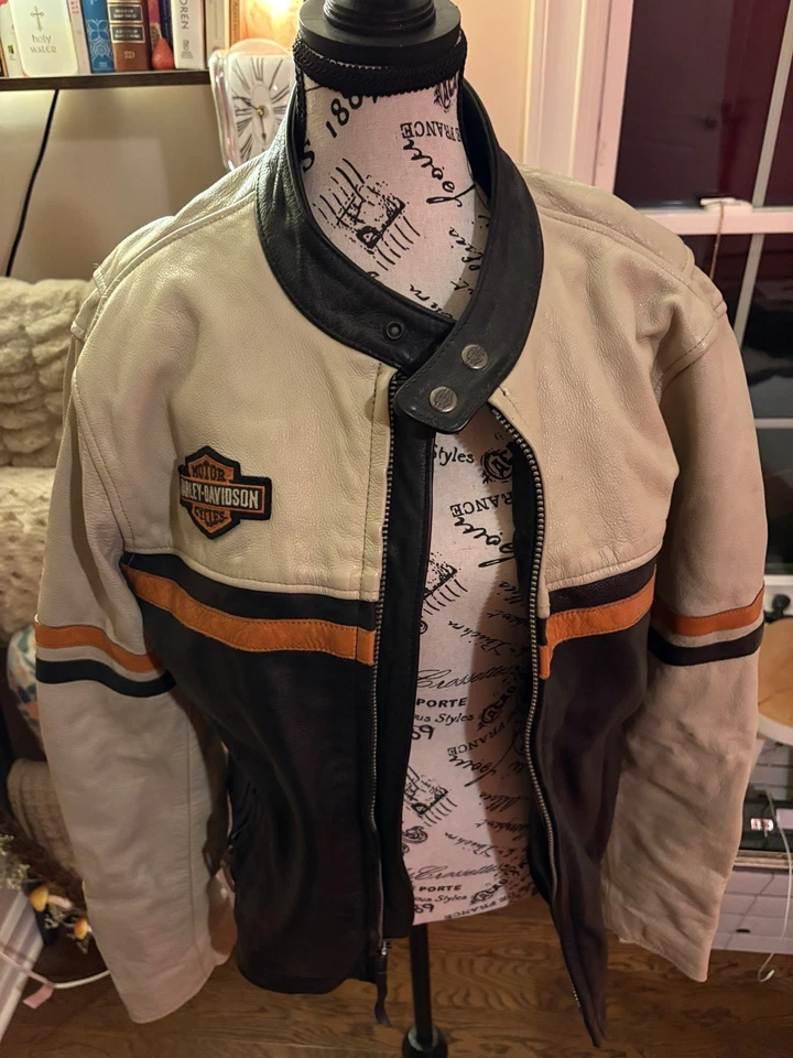 ВИНТАЖНЫЙ ИЗ НАТУРАЛЬНОЙ КОЖИ HARLEY DAVIDSON МОТОЦИКЛА КОЖАНАЯ КУРТКА РАЗМЕР M - Изображение 2 из 4