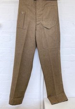 Vintage British Army Wool Trousers Heavy Braces Buttons High 32” Waist