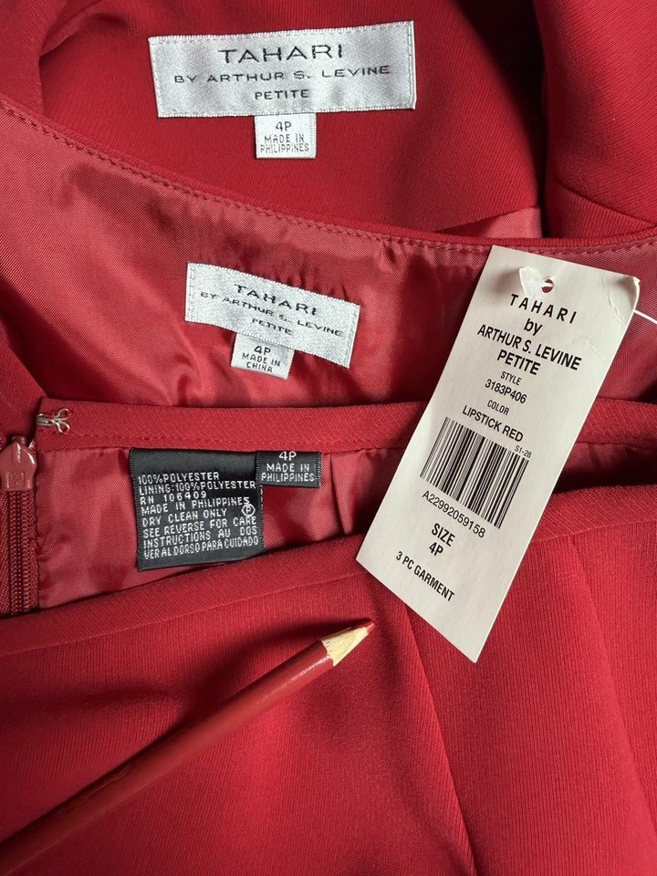 Новый Tahari ASL юбка костюм размер 4P подходит как 2P маленький три изделия комплект напористый - Изображение 2 из 4
